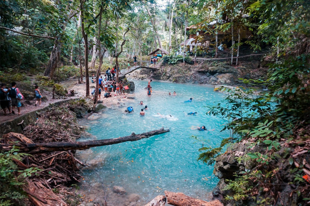 Swimming at Kawasan falls, Badian, Cebu